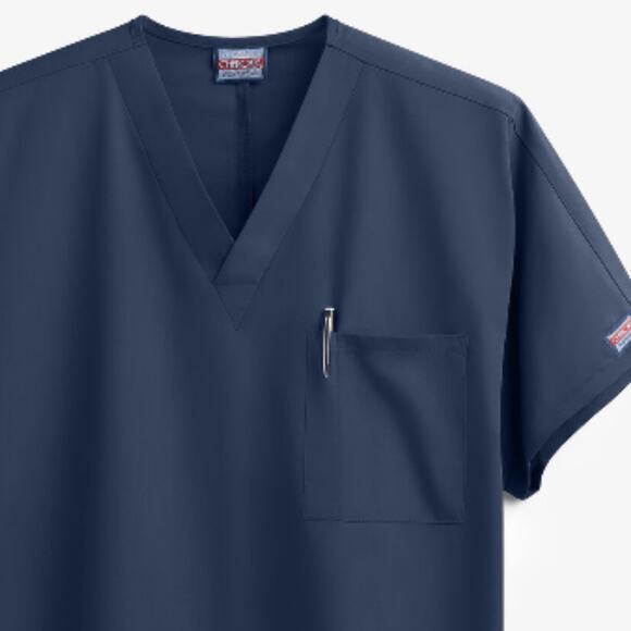 Cherokee Workwear Scrub Top Originals Unisex Medium Navy Blue V-Neck Medical Top - Picture 3 of 8